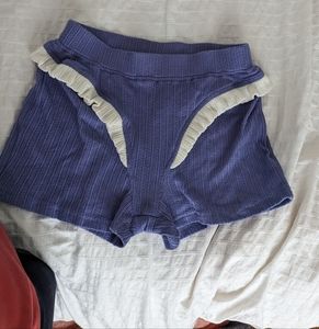 Penelope Gazin- Frilly Knit Thong Bike Shorts- Purple